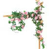 Fleurs décoratives Guirlande Artificielle 2 Pack 15 FT Rose Vigne Plantes Suspendues Faux Fleur Pour La Maison De Mariage