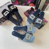 Sandalias Chanclas Con Y 2023 The French Fairy Summer Style Square-buttoned Open-toed