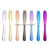 Knives Stainless Steel Butter Knife With Hole Bake Cheese Cream Home Bar Kitchen Flatware Tool Gold Rainbow Drop Delivery Garden Dini Dhldn