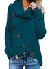 Suéteres de mujer ONCE Suéter sólido de cuello redondo para mujer Ropa de abrigo de manga larga Botones de invierno Moda Otoño Suéteres elegantes Estilo casual
