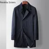 Männer Trenchcoats Marke Top Qualität Mantel 2023 Frühling Herbst Lange Abschnitt Revers Zweireiher Business Casual Mann Windschutz 230615