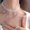 Pendant Necklaces S Droplet Crystal Necklace Long Tassel Sparkling Women's Banquet Jewelry Decoration