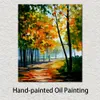 Street Landscape Canvas Art Noon In the Forest Handmade Modern Painting for Family Room Decor