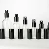 Garrafa cosmética de vidro transparente bomba de maquiagem recipiente recarregável frascos de spray de névoa 5-100 ml atacado