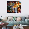 Abstract Canvas Art Rain in Miami Hand Painted Cityscapes Painting for Hotels Decor Modern