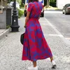 Vestidos de fiesta de verano con estampado Floral largo para mujer, vestido Sexy con escote en V dividido con cordones, vestido informal elegante de manga corta para playa para mujer