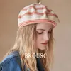 Baretten Winter Breiwol Baret Vrouw Kleurrijke Bijpassende Gestreepte Gebreide Muts Casual Mode Dames Pompoen Baret Vrouw 2022 Groothandel Z0616