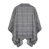 Cachecóis feminino estilo retrô padrão vintage com borla poncho xale capa envoltório com cinto