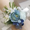 Broschen, blaue Handgelenk-Corsage, Brautjungfer, Schwestern, Handblumen, europäische Hochzeit, Tanz, Party, Dekoration, Braut, Abschlussball, künstlich