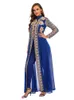 Vêtements ethniques élégant col montant femmes robe musulmane Abaya 2 pièces ensemble Floral manches longues grande balançoire une ligne fête Maxi Vestidos robes longues 230616