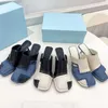 Весна/лето новая джинсовая сплайс-квадрат головы Baotou High Heel Half Trailer Thin Thin Muller Sandal Slippers 0621-23-222