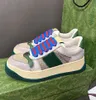 2024S/S العلامة التجارية الفاخرة Screener Sneakers أحذية بلورات مخططة من الجلد الرجعية السبعينيات منصة المدربين BI-Color Rubber Sole Men Women Skateboard Walking EU35-45