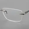 Zonnebril Frames Titanium Randloze Brillen Mannen Optiek Brilmontuur Rechthoekige Frameloze Mannelijke Brillen Bijziendheid Recept Bril