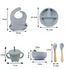 Cups Dishes Utensils Children's tableware set baby supplement food training silicone tableware 8 piece set baby sucker bowl baby supplies 230615