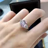 Cluster Rings Real S925 Sterling Silver Pagoda Cutting Powder High Carbon Diamond Ring For Women Fine Jewelry