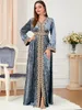 Ubrania etniczne Abayas dla kobiet Kwiat haftowy marokański kaftan pasek Luksusowy luksusowy aksamitny harm