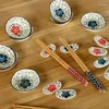 Juegos de vajilla, juego de vajilla de estilo japonés, platos de cerámica para sushi, plato de salsa de soja Sashimi empaquetado en caja de regalo (6 unidades/juego)