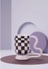 Mugs Creative Checkerboard Ceramic Coffee Milk Cups Retro Twist