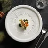 Płyty okrągłe wyróżnione ceramiczne makaron sushi stek stek prosta restauracja solidna zastawa stołowa do gotowania naczynia obiadowe