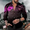 Chemises décontractées pour hommes chemise surdimensionnée pour hommes de luxe Vintage Graffiti imprimé à manches longues hauts hommes vêtements Club bal fête Cardigan