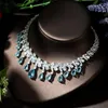 Necklace Earrings Set Fashion Charming White Blue Water Drop Dubai Wedding Sets For Women Bijoux Marriage N-1294