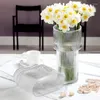 Vases Vase en verre nervuré universel Transparent victorien moderne polyvalent Arrangement de fleurs clair cannelé décors à la maison