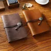 Loose-leaf Notebook Cowhide Leather Tie Rope Journal Planner 192 Pages School Office Note Book Lines Blank Paper Retro Gift