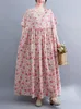 Casual klänningar Kort ärm överdimensionerad bomullsvintage blommor för kvinnor Loose Long Summer Woman Dress Elegant Clothing 2023 Robe