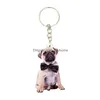 Dog Apparel Boston Terrier Acrylic Keyring Fashion Cute Charms Keychains Men Key Chain Ring Boyfriend Gift Gifts For Women Drop Deli Dhdqe