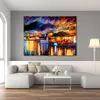 Urban Streets Canvas Art Naples Vesuvius Handcrafted Abstract Painting Modern Decor for Office