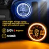 NEU 1/2PCS Schädel 7 Zoll Auto Motorradscheinwerfer Halo Winkel Augen Scheinwerfer DRL LED H4 HI/LO BEAM FÜR OFFEN 12V K1W2