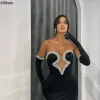 Klassische schwarze sexy herzförmige Abendkleider von Aso Ebi mit glitzernden Strasssteinen für Damen, formelle Partykleider in Übergröße, Etuikleid für besondere Anlässe, Vestidos de Festa