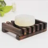 En bois naturel bambou porte-savon porte-plateau de stockage porte-savon plaque boîte conteneur pour bain douche plaque en gros