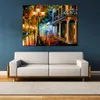 Vibrant Street Art on Canvas Night Transformation Handmade Contemporary Oil Painting for Living Room Wall