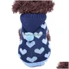 Dog Apparel Cat Sweater Hoodie Hearts Patterns Jumper Pet Puppy Coat Jacket Warm Clothes For Chihuahua Yorkie Poodledog Drop Deliver Dh2Xq