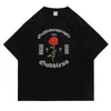 Men's T Shirts Designer Goth T-shirt For Man Vintage Hip Hop Streetwear 90s Rose Print Cotton Graphic Harajuku Half Sleeve Loose Tops