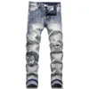Jeans Pant Slim Fit elastisch borduurwerk Jean Style Cat Whisker Whitening heren gebroken gat dezelfde hoge kwaliteit