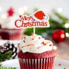 Nieuwe 24Pcs Vrolijk Kerstfeest Cake Toppers Santa Xmas Tree Cake Papier Insteekkaart Voor Kerstfeest Bakken decoratie Accessoires Gereedschap