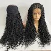 Aspect naturel 30 pouces de long cheveux synthétiques couleur noire ondulé doux dreadlocks perruque 9 * 6 dentelle frontale perruques pour femme noire