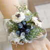 Brooches Blue Wrist Corsage Bridesmaid Sisters Hand Flowers European Wedding Dancing Party Decor Bridal Prom Artificial