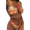 Tweedelige Pakken Dames Badmode Bikini Tankini Badpak Sexy Bandeau Push Up Afrikaanse Print String Lace Up Badmode Biquini Badpak Vrouwen Bikini Set 230616