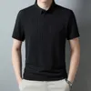 2023 Summer New Half Sleeve Men's Traceless T-shirt Business Casual Solid Polo Neck Casual Ice Polo