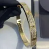 Designer V gold CNC precision carving Cati classic rose full sky star wide edition bracelet for couples 18k diamond OAPN