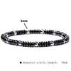 Strand 1pc minimalist 4mm runda abacus silverfärg svarta hematitpärlor smala staplande armband för män vänskap gåva