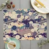 Table Mats Traditional Japanese Pattern Kitchen Placemat Linen Vintage Luxury Dining Pad Bowl Cup Mat Home Decor