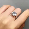 Bröllopsringar Yanleyu Luxury 925 Silver Color Ring Cushion Cut Cubic Zircon Engagement for Women Fashion Party Jewelry PR313