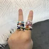 Cluster-Ringe Boho Natursteinschmuck für Frauen Ehering Party handgemachte Tigerauge Amethyst Malachit Perlen mit Edelstahl