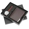 Armbandsur Creative Combination Set Men Gift Fashion Quartz Steel Band Watch and Plånbok för pappa Make Födelsedag