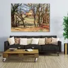 Hand Painted Impressionist Landscape Canvas Art House Behind Trees to Tholonet Paul Cezanne Painting Modern Restaurant Decor