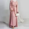 Ubranie etniczne 2 -częściowy Abaya długa sukienka dla kobiet Ramadan Eid Crepe Islamskie odzież Hidżab szata Dubai Turecka impreza Kaftan Muzułmański zestaw 230616